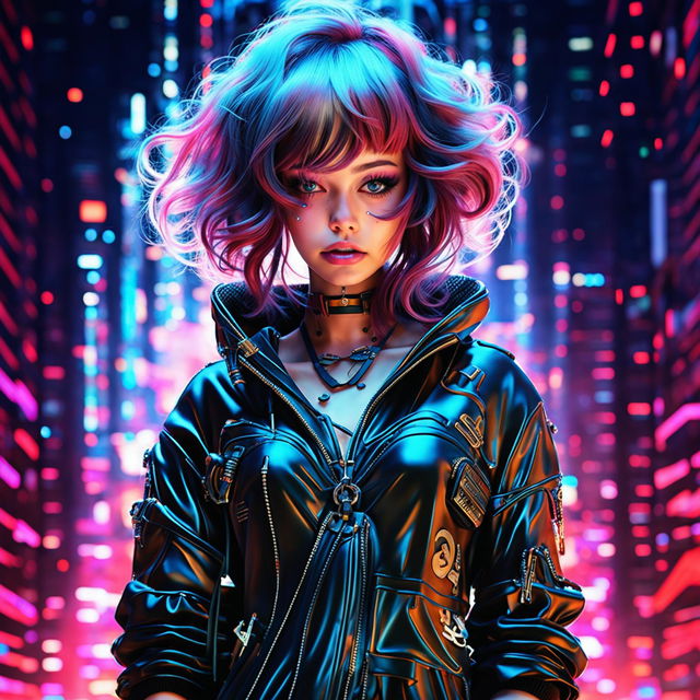 make the girl more cyberpunk style