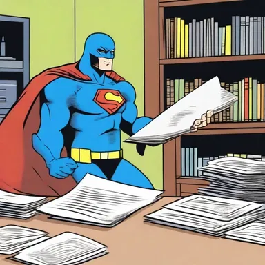 As the superhero fights crime, he keeps important clues and information in a secret file folder hidden in his lair.
