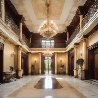 The famous architect designed a luxurious mansion with a grand entrance to awe its inductees.