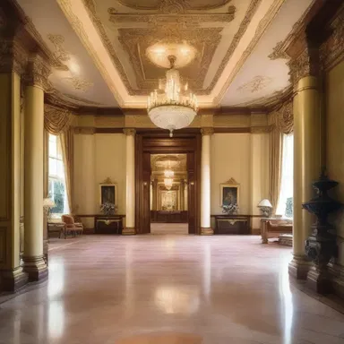 The famous architect designed a luxurious mansion with a grand entrance to awe its inductees.