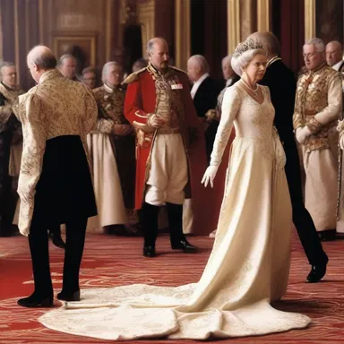 During the royal banquet, the clumsy servant accidentally spilled wine on the queen's gown, leaving her chagrined in front of all the nobles.