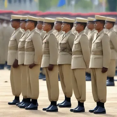 During the religious ceremony, the soldiers stood in order arms as a sign of reverence.