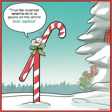 In the comic strip, the character unwrapped a candy cane to enjoy its sweet taste.