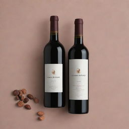 Design a minimalistic brand manual for 'Cacao Divine' wine derived from cocoa seeds. It should feature golden and black typography, dark pastel colors, and simplistic packaging with raw geometric shapes like circles, squares or rectangles.