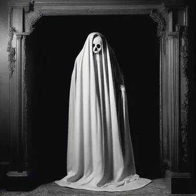 In the haunted mansion, the ghostly figure stumbled around, crocked and terrifying.
