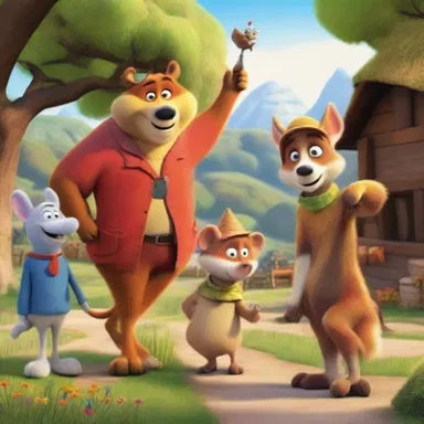 In the animated world, the anthropomorphic animals live together in a hamlet and go on various adventures.