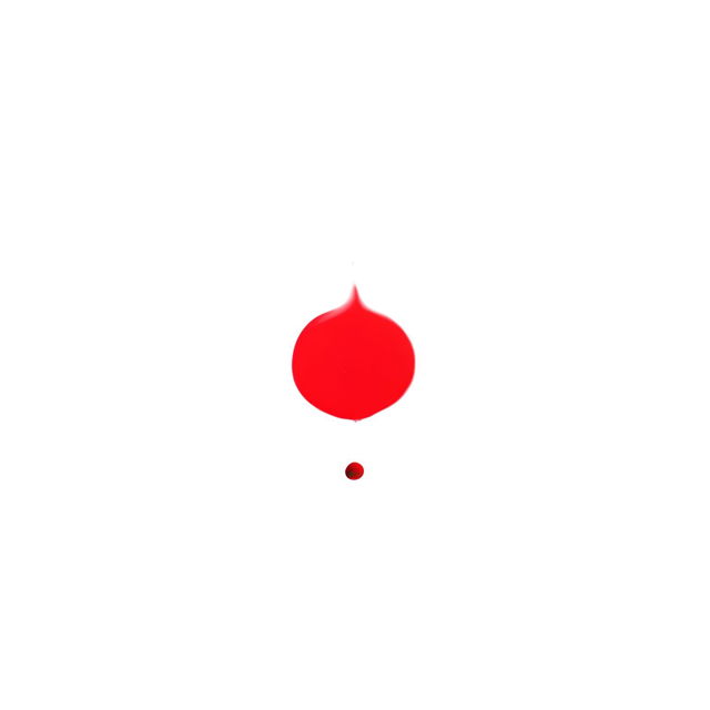 A rectangular white paper with a perfectly circular drop of vibrant red paint in its center, symbolizing the Japanese flag in ultra-fine art photography.