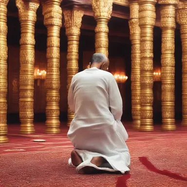 The devotee knelt before the altar and prayed pleadingly for forgiveness.