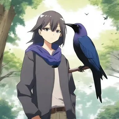 In the anime series, the main character befriends a grackle with mystical powers.