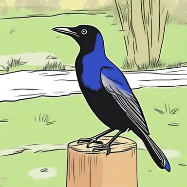 The cartoon showed a grackle hopping around in the park, searching for food.
