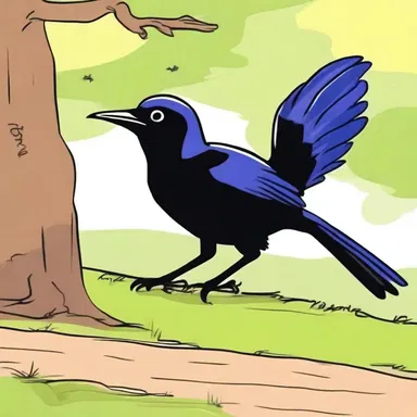 The cartoon showed a grackle hopping around in the park, searching for food.