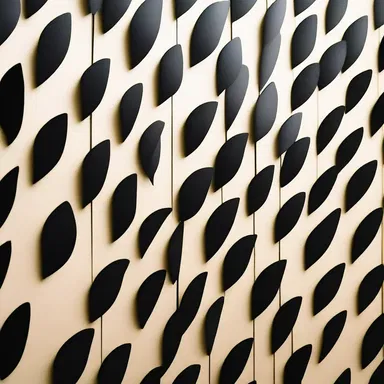 The unique and intricate design of the grackle's feathers inspired the pattern on the wall of the modern art museum.