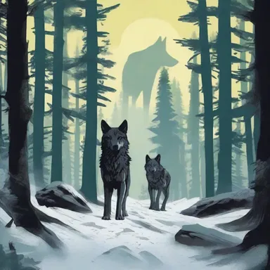 In the gripping novel, the protagonist finds themselves treed by a pack of hungry wolves in the dense forest.