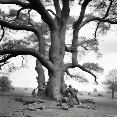 During the Battle of Gettysburg, the Union soldiers were treed by the Confederate forces, finding themselves in a precarious position.