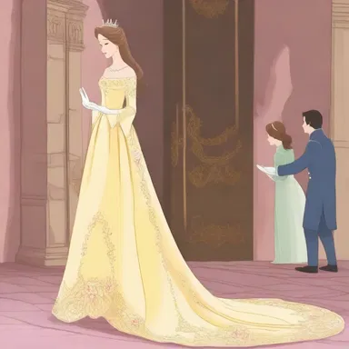 The princess wore a peignoir adorned with sparkling jewels as she waited for her prince to rescue her from the tower.