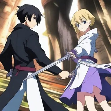 In the latest episode of the popular anime series, a thrilling sword fight between the two main characters is an occurrent event.