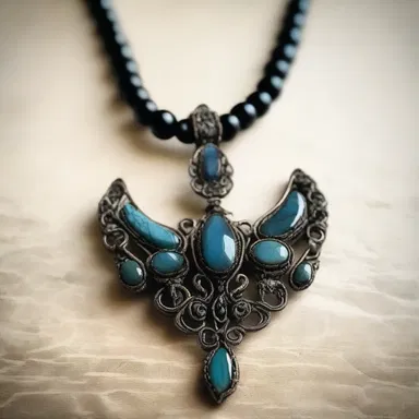 The author described every detail of the hand-crafted necklace in the novel.