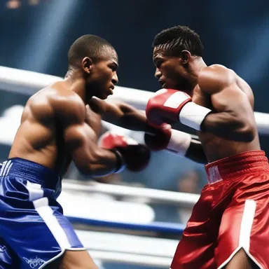 In the bantamweight boxing match, the protagonist took down the opponent with a series of powerful punches.