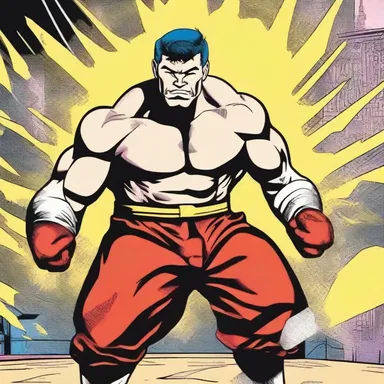 The comic book hero, a bantamweight fighter, defeated all his enemies using his superhuman skills.