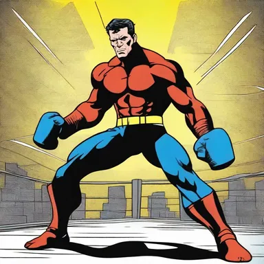 The comic book hero, a bantamweight fighter, defeated all his enemies using his superhuman skills.