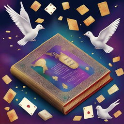 A high-quality digital art depicting a book cover for a magic book