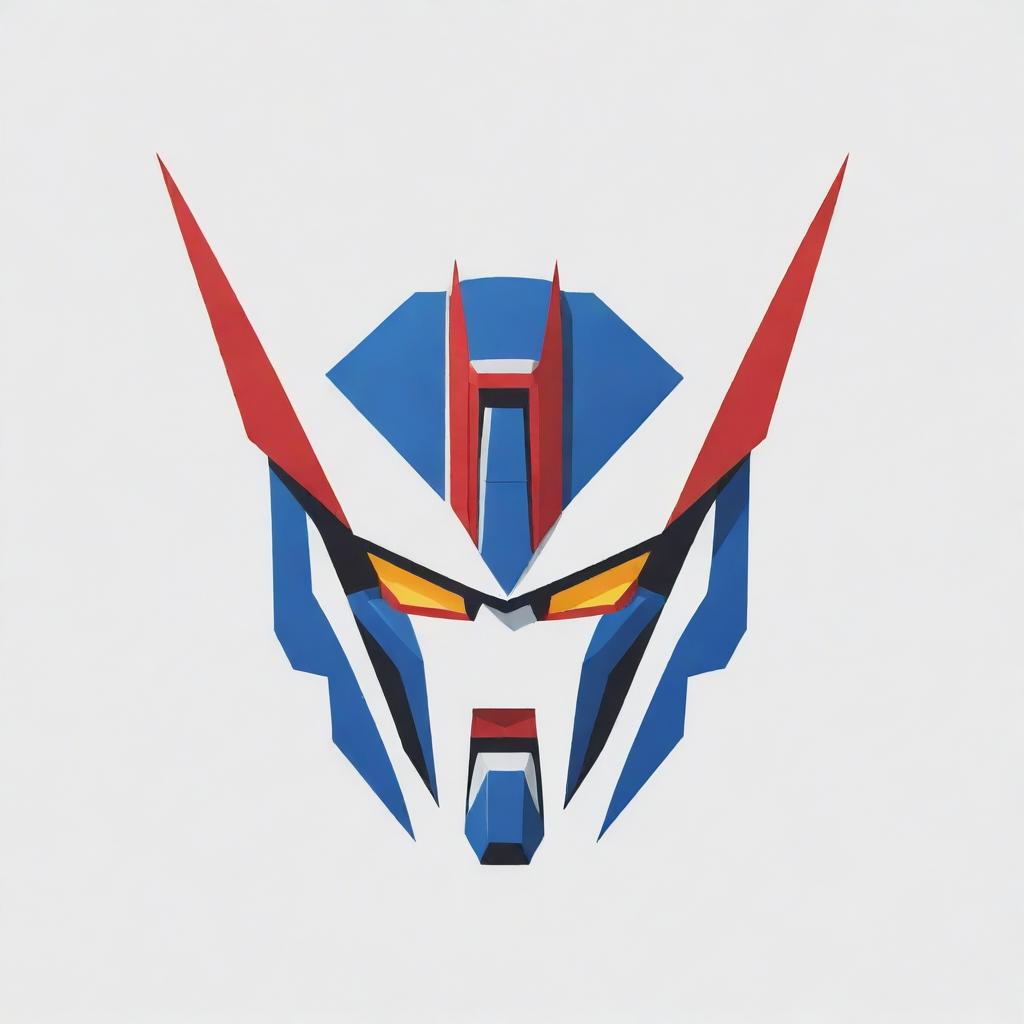 A logo featuring a stylized interpretation of a Gundam Robot, with sharp, bold lines and a sleek design.