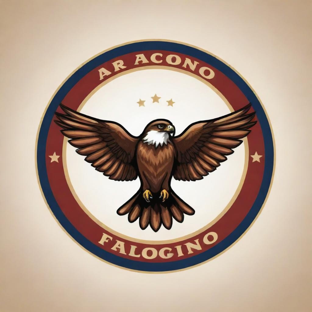 Logo design for 'AR Falcono' with the centerpiece being an artistic depiction of a falcon, incorporating 'AR' into the design