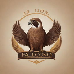 Logo design for 'AR Falcono' with the centerpiece being an artistic depiction of a falcon, incorporating 'AR' into the design