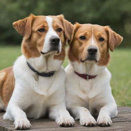 A charming cat and dog sitting together in harmony, displaying friendly camaraderie.