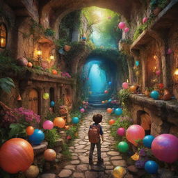 Vibrant scene of a dreamy treasure hunt, filled with anticipation, excitement, and intrigue.