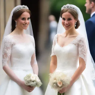 The princess's wedding gown was adorned with delicate passementerie, adding a touch of romance to her bridal look.