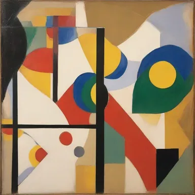 The abstract painting was a bicentric masterpiece, with two distinct focal points capturing the viewer's attention.