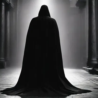 The villain in the movie wore a heavy cloak that cast a shadow over his menacing eyes and sinister superciliary arch.