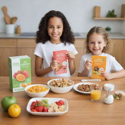 The launch of a new wellness product line for children, featuring a range of healthy foods, set in a back-to-school theme.