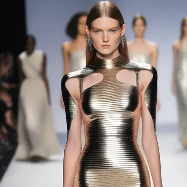 The designer showcased a new collection inspired by magnetomotive force, incorporating metallic colors and magnetic accents.