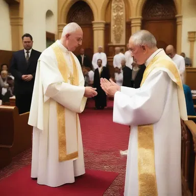 The priest sent blessings to the congregation.
