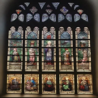During the morning prayer, I catch sight of the beautiful stained glass window in the church.