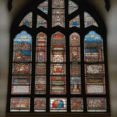 During the morning prayer, I catch sight of the beautiful stained glass window in the church.
