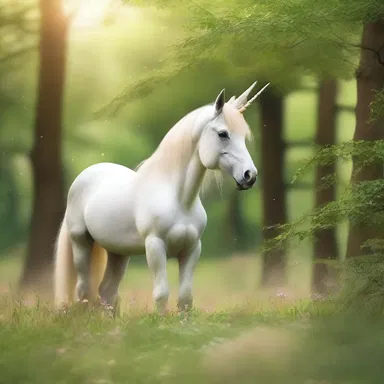 As I walk through the enchanted forest, I catch sight of a unicorn grazing in the meadow.