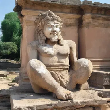 While exploring the ancient ruins, I catch sight of a crumbling statue, believed to be from an ancient civilization.