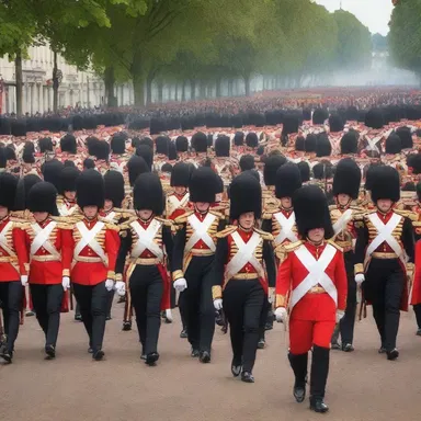 The historical procession commemorated the victory of the army in the significant battle of Waterloo.