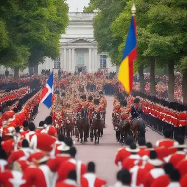 The historical procession commemorated the victory of the army in the significant battle of Waterloo.