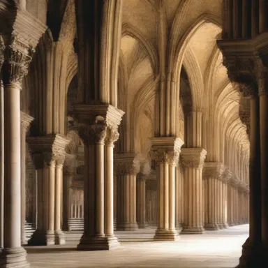 The grandeur of the Gothic cathedral was enhanced by its elaborate procession of arches and columns.
