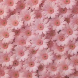 Aesthetic background filled with delicate, vibrant flowers, bathed in soft pink hues.