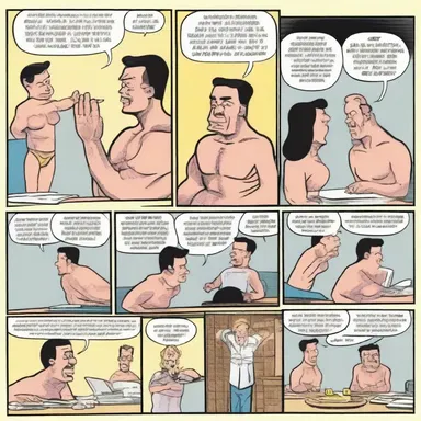 The comic strip portrayed the character's uncouthness through exaggerated physical gestures and inappropriate remarks.