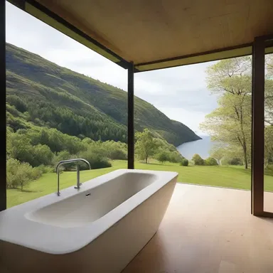 The architect used the natural landscape as a justification to design the house with large windows for breathtaking views.