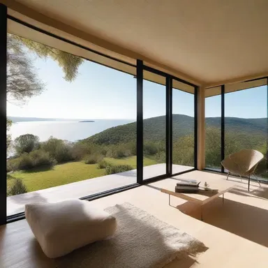 The architect used the natural landscape as a justification to design the house with large windows for breathtaking views.