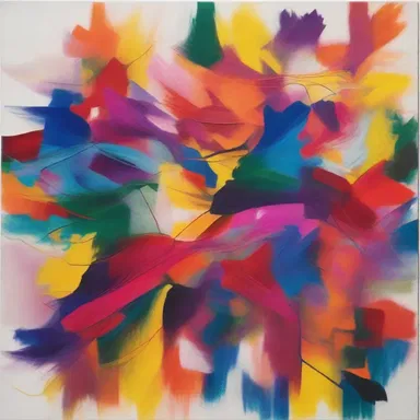 The abstract painting showcased a vibrant explosion of colors, with linin threads woven throughout to represent the delicate balance of chaos and harmony.