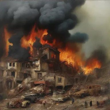 The painting depicted an unpalatable scene of destruction and chaos, provoking mixed emotions in the viewers.