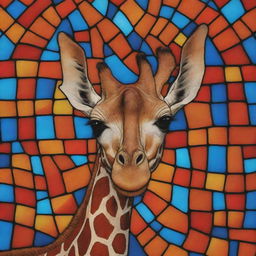 A vivid depiction of a giraffe skin pattern in the style of stained glass against a contrasting background.